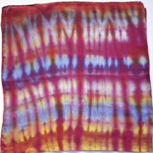 Μαντήλι Μωβ/Φούξια/Γαλάζιο/Κίτρινο Tie Dye, Μπατίκ Κρέπ Μετάξι