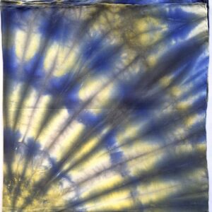 Μαντήλι Λαδί/Μπλέ Ηλεκτρίκ Tie Dye, Μπατίκ Κρέπ Μετάξι