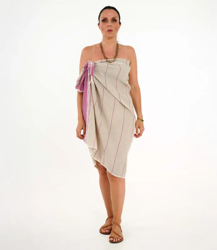 Πετσέτα Πεστεμάλ Μπέζ/Φούξια PEACE