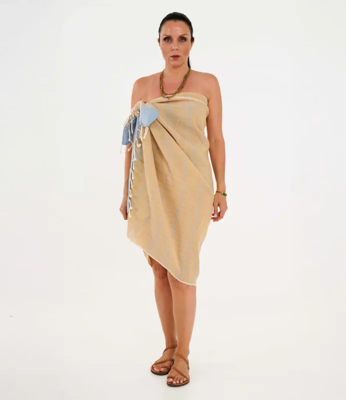 Πετσέτα Πεστεμάλ Μουσταρδί/Γαλάζιο PEACE