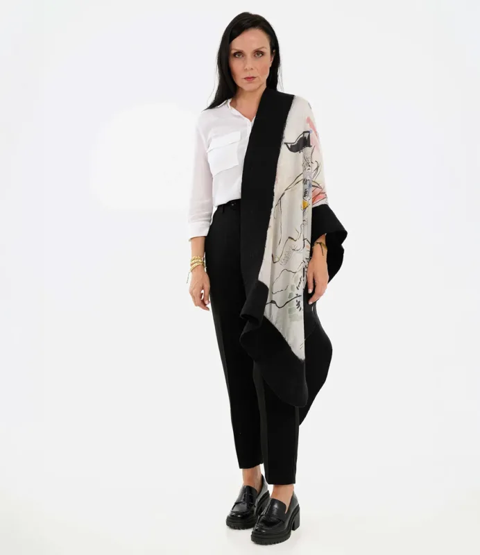 Σάλι, Μαύρη Τσόχα, Σχέδιο Λευκό Kandinsky Μετάξι