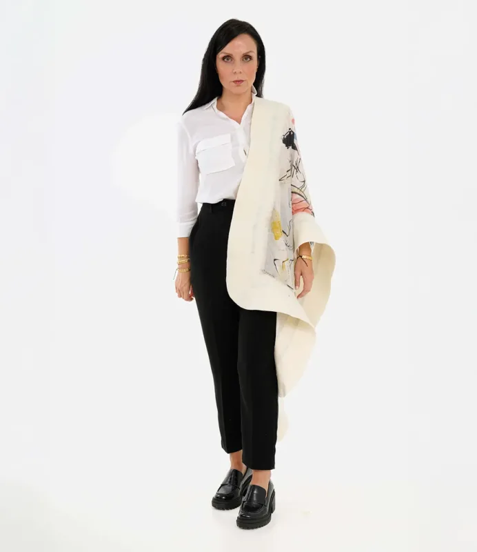 Σάλι, Λευκή Τσόχα, Σχέδιο Λευκό Kandinsky Μετάξι