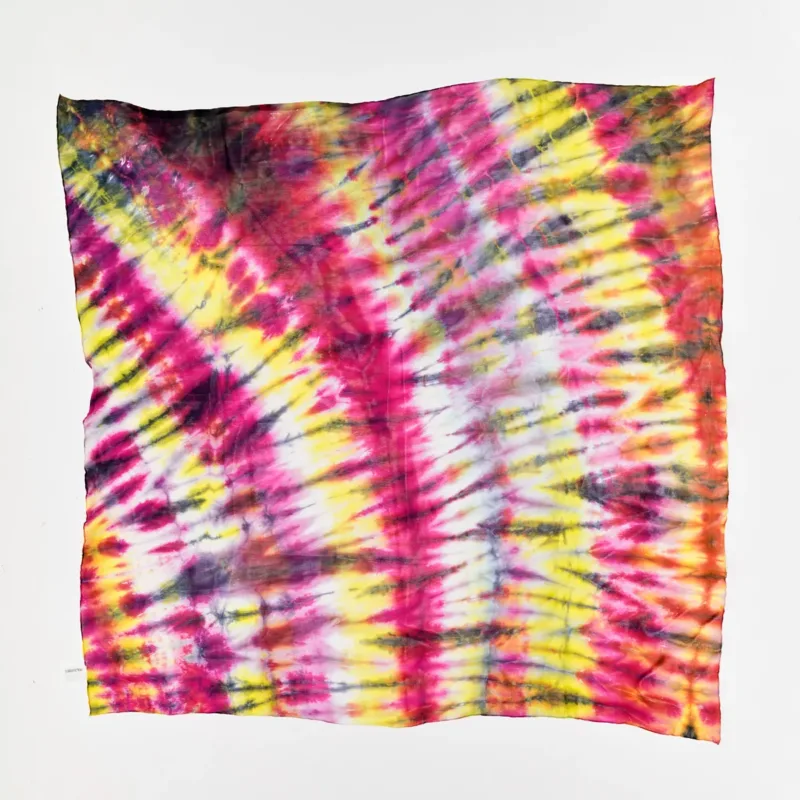 Μαντήλι, Φούξια/Κίτρινο/Μώβ Tie Dye, Μπατίκ Κρέπ Μετάξι